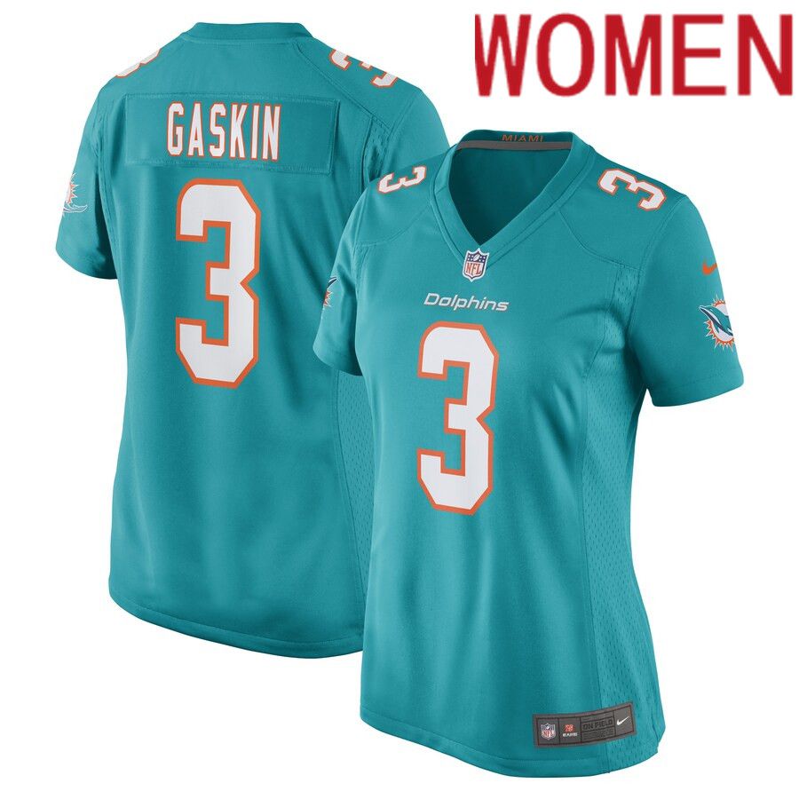 Women Miami Dolphins #3 Myles Gaskin Nike Aqua Game Player NFL Jersey